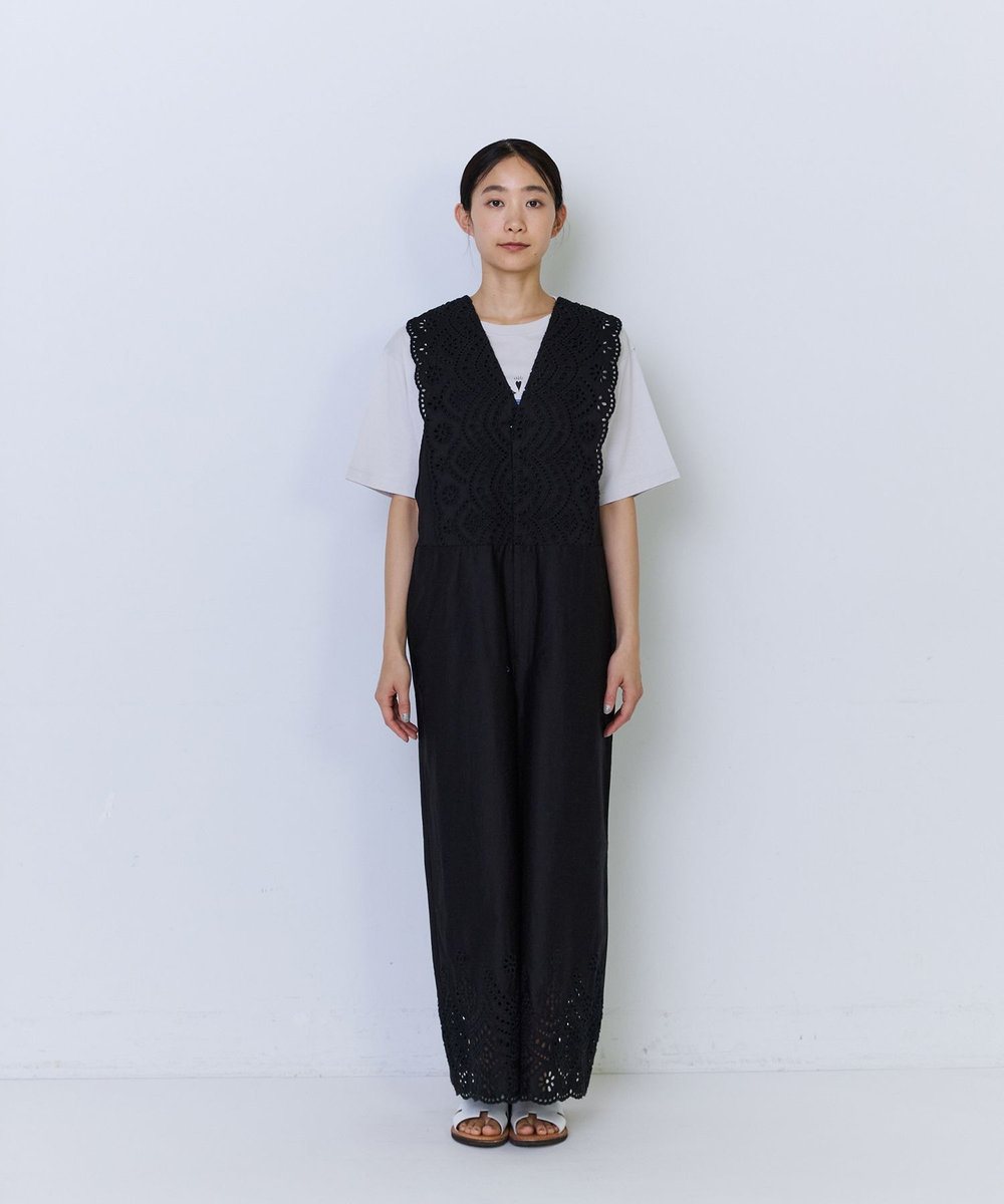ADIEU TRISTESSE カットワーク刺繍サロペット ブラック