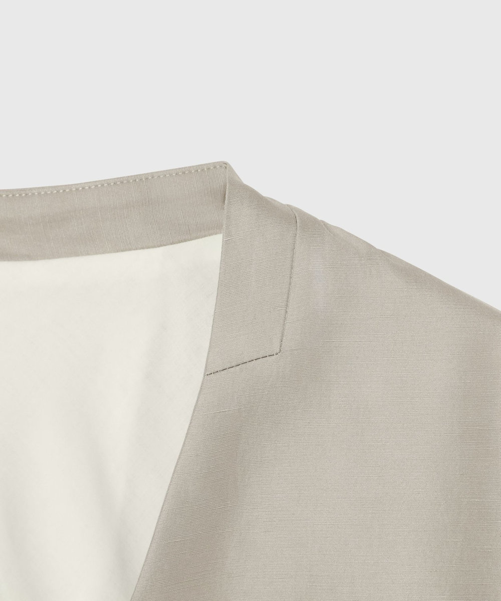 DÉPAREILLÉ TRIACETATE LINEN NO COLLAR JACKET / トリアセテートリネンノーカラージャケット ベージュ