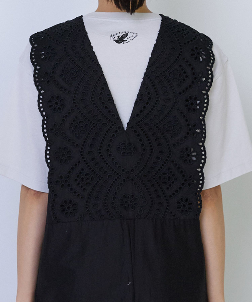 ADIEU TRISTESSE カットワーク刺繍サロペット ブラック