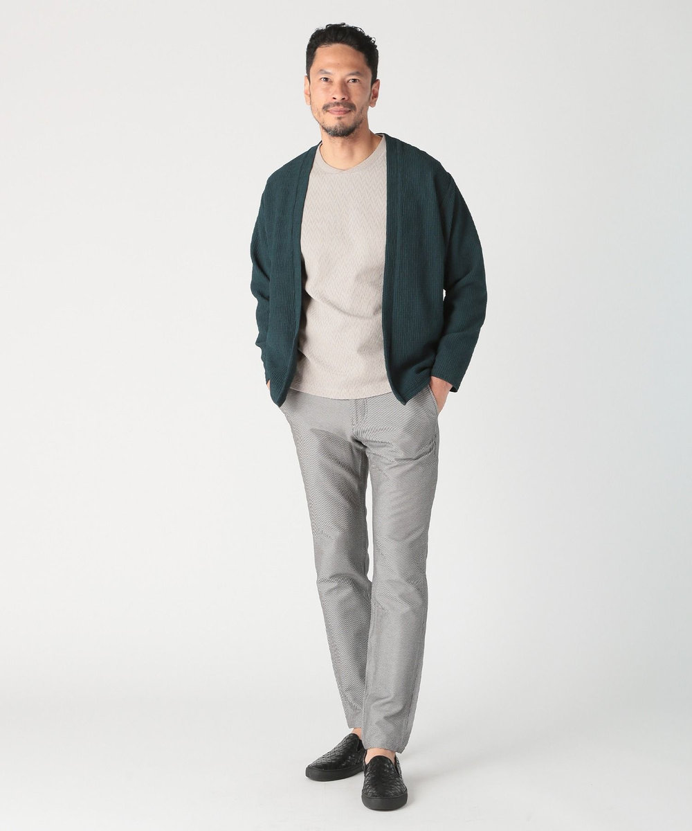 MEN'S BIGI ワッフルシアサッカー素材カーディガン グリーン
