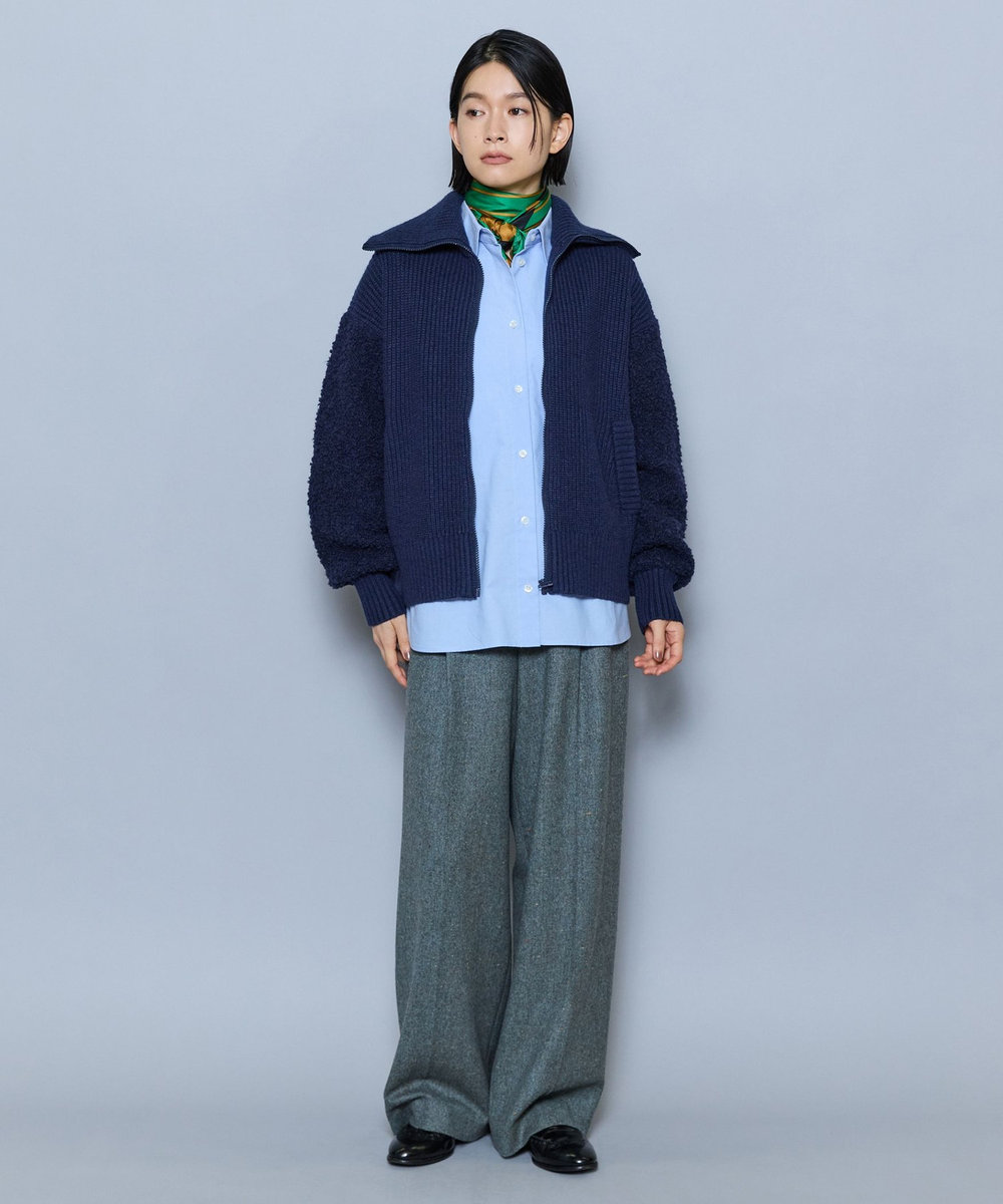 MOGA 畦×ビッグループハイネックブルゾン ネイビー