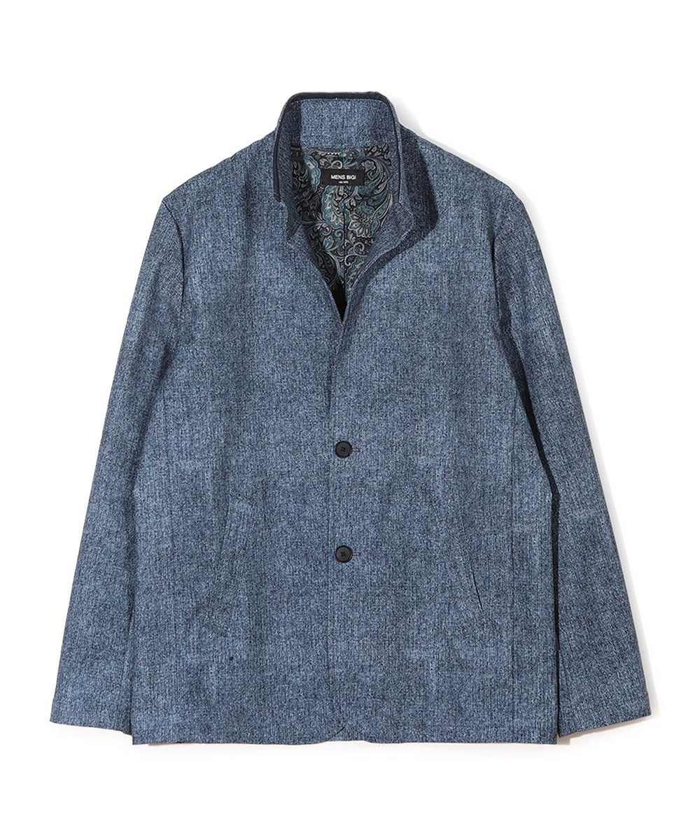 MEN'S BIGI ドットエアーヘリンボーンプリントスタンドカラージャケット＜保温/透湿/撥水/防シワ/ストレッチ＞ ネイビー