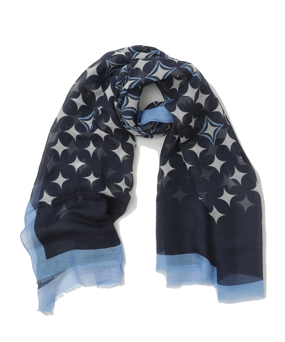 MEN'S BIGI 【Altea】ジオメトリックプリント大判ストール ネイビー