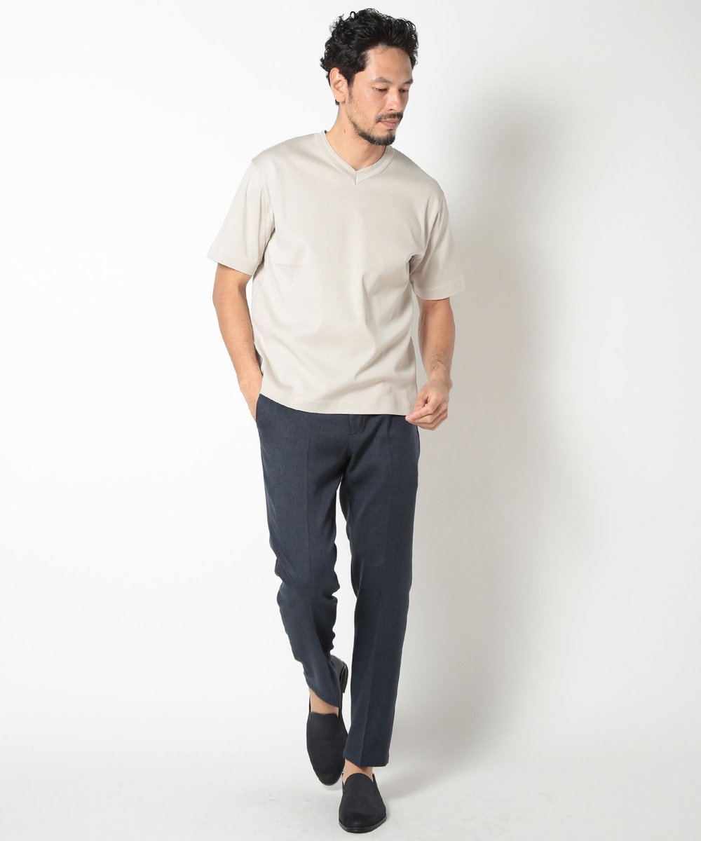 MEN'S BIGI 60/2マーセライズジャージVネックTEE ベージュ
