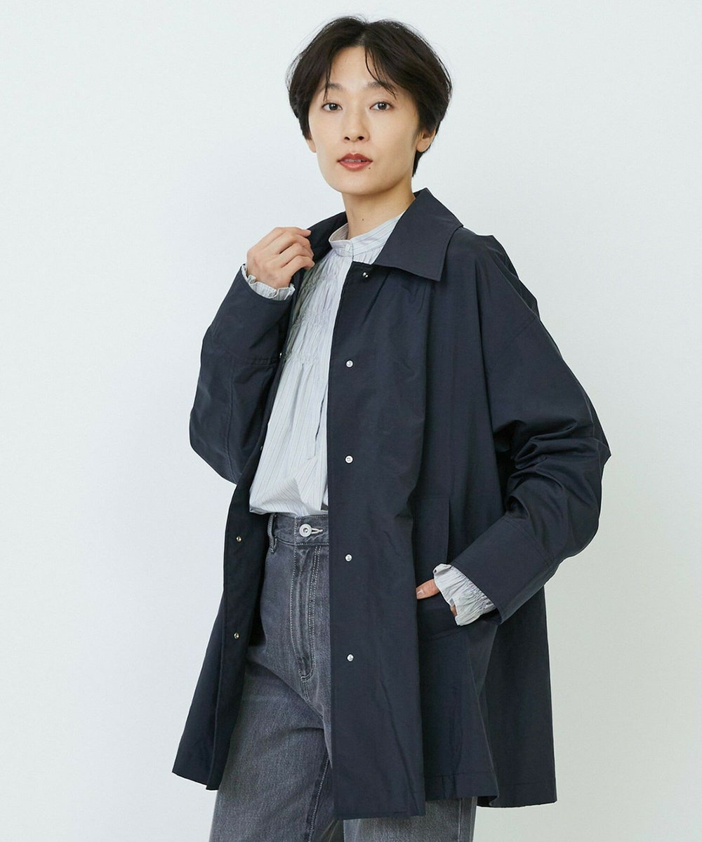 feerique feerique シルキータフタバルカラーコート ブラック