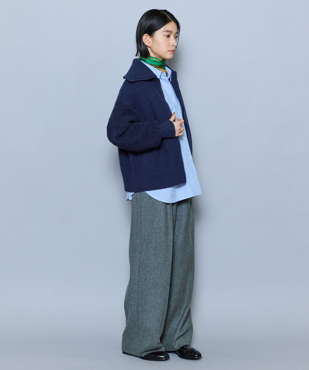 MOGA 畦×ビッグループハイネックブルゾン ネイビー