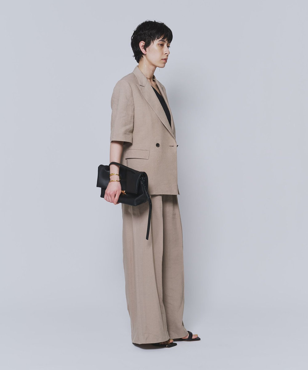 1er Arrondissement リネンビスコースジャケット キャメル
