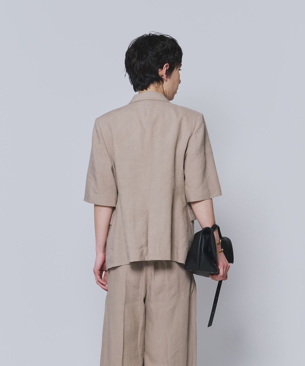 1er Arrondissement リネンビスコースジャケット キャメル