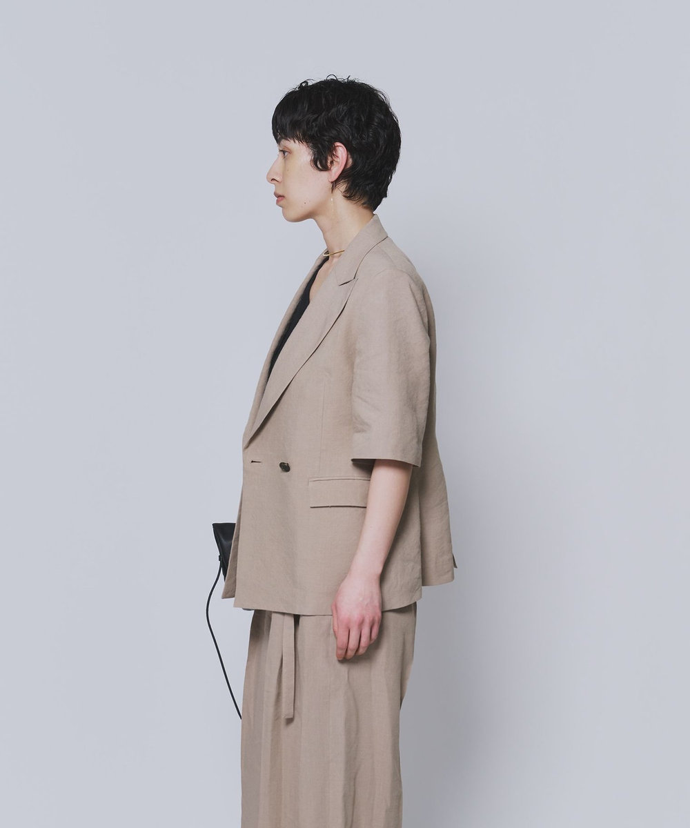1er Arrondissement リネンビスコースジャケット キャメル