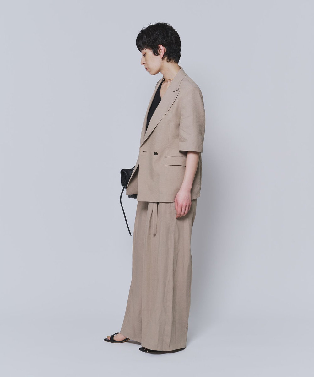 1er Arrondissement リネンビスコースジャケット キャメル