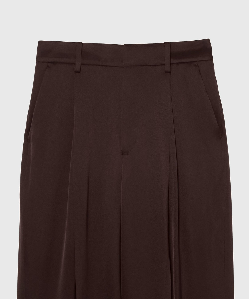 DÉPAREILLÉ SATIN FLARE PANTS / サテンフレアパンツ ブラウン