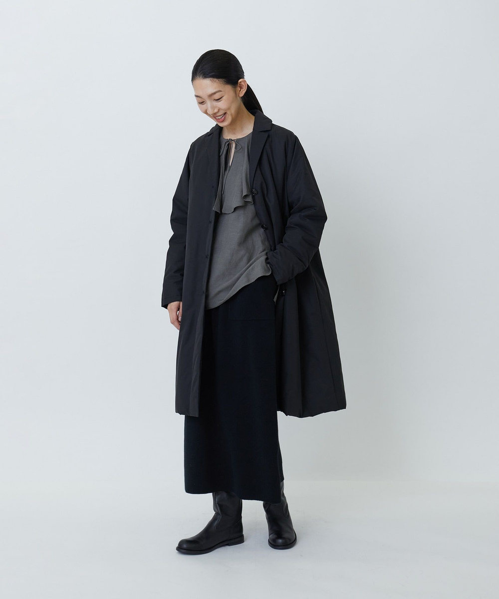 LOISIR レーヨンリネンラッフルカラーブラウス カーキ