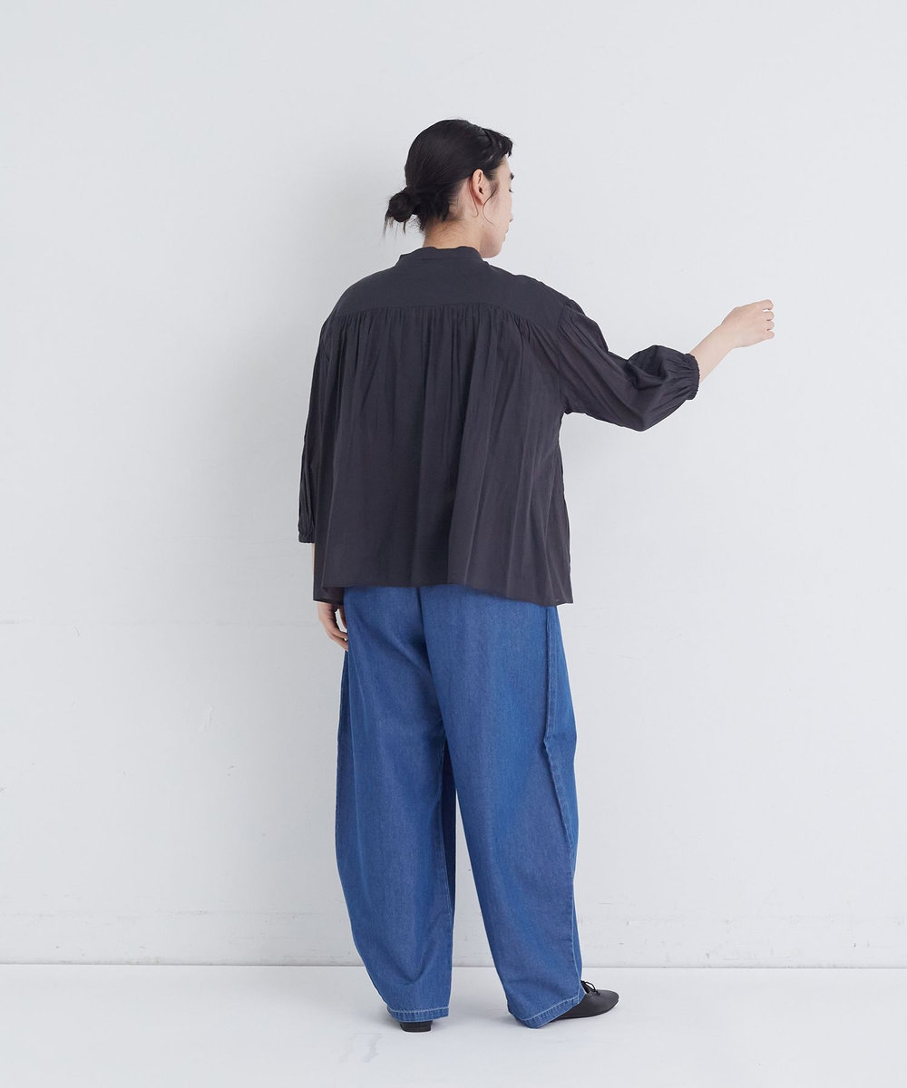congés payés ADIEU TRISTESSE 【FAVE】インドコットンシャーリングブラウス チャコールグレー