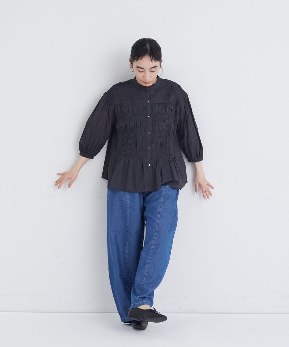 congés payés ADIEU TRISTESSE 【FAVE】インドコットンシャーリングブラウス チャコールグレー