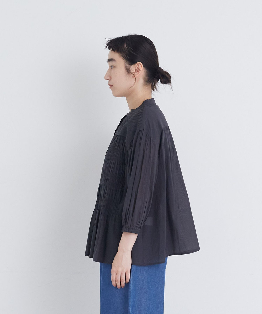 congés payés ADIEU TRISTESSE 【FAVE】インドコットンシャーリングブラウス チャコールグレー