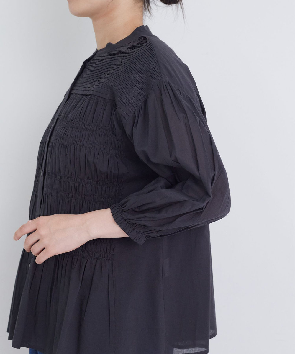 congés payés ADIEU TRISTESSE 【FAVE】インドコットンシャーリングブラウス チャコールグレー