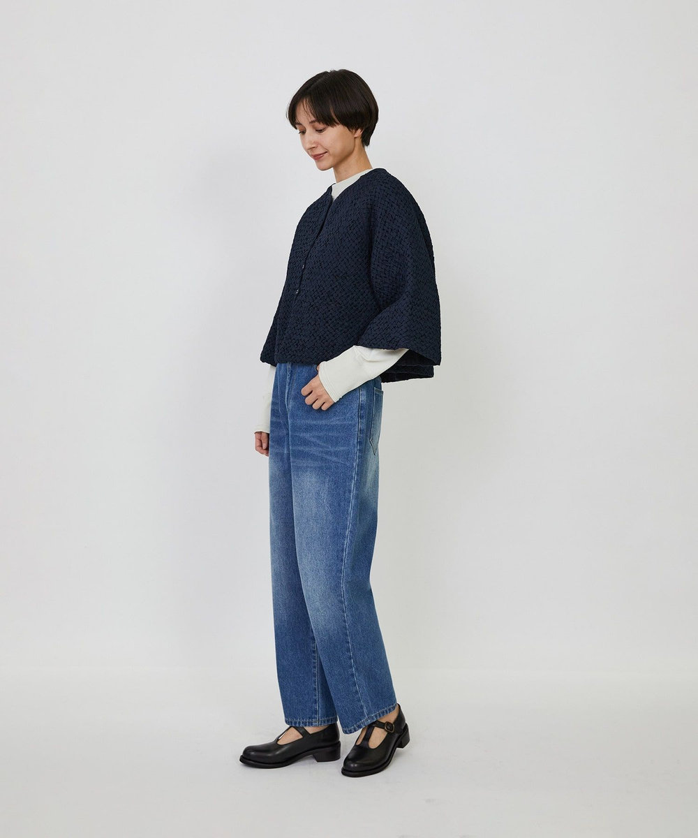 LOISIR インドコットンポプリンハンドスモッキングブラウスジャケット ブラック