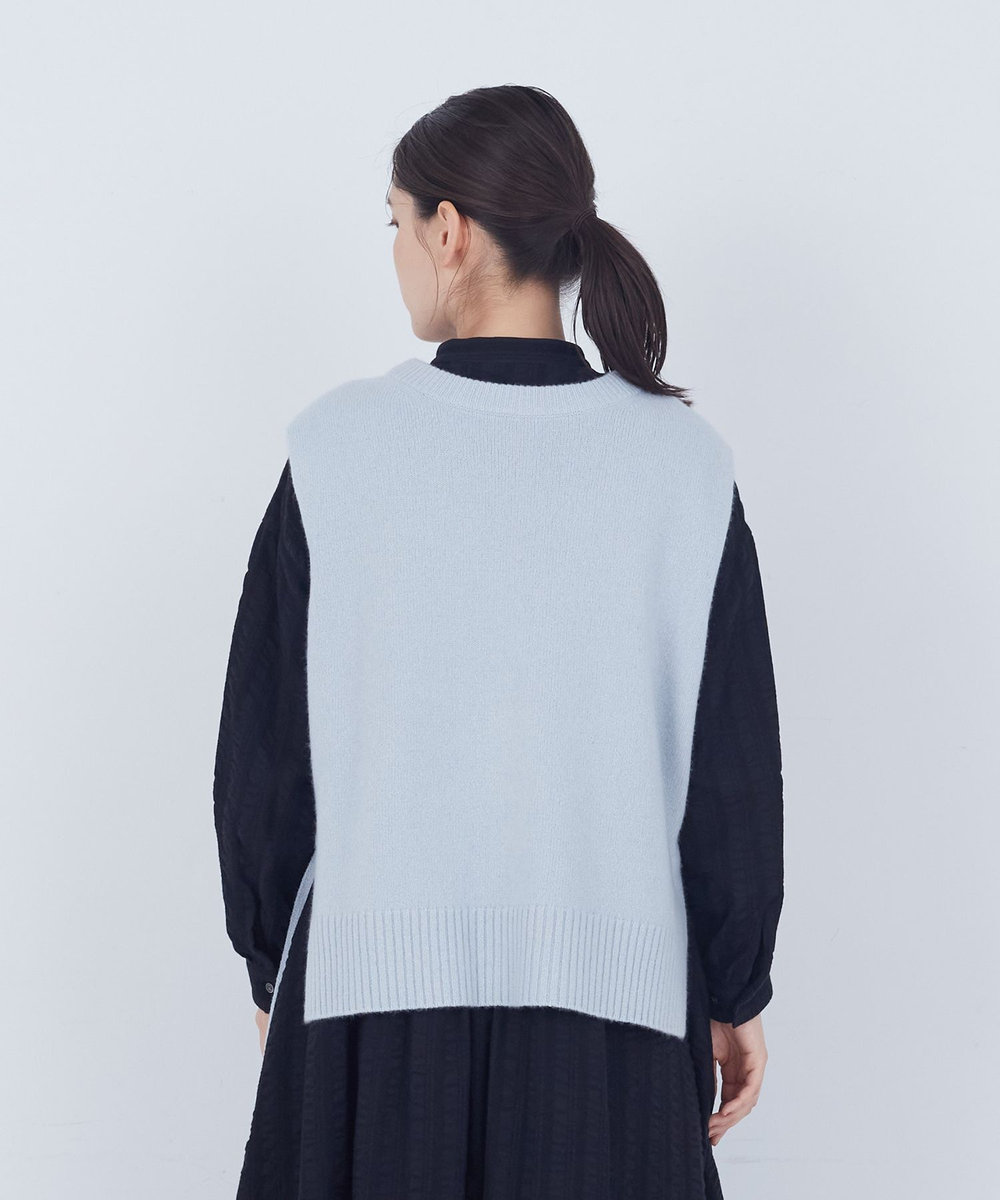ADIEU TRISTESSE 【2way】AQUAウールカシミヤベスト サックスブルー