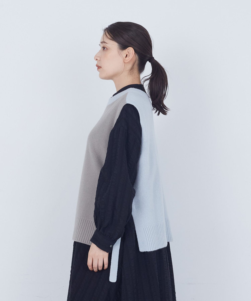 ADIEU TRISTESSE 【2way】AQUAウールカシミヤベスト サックスブルー