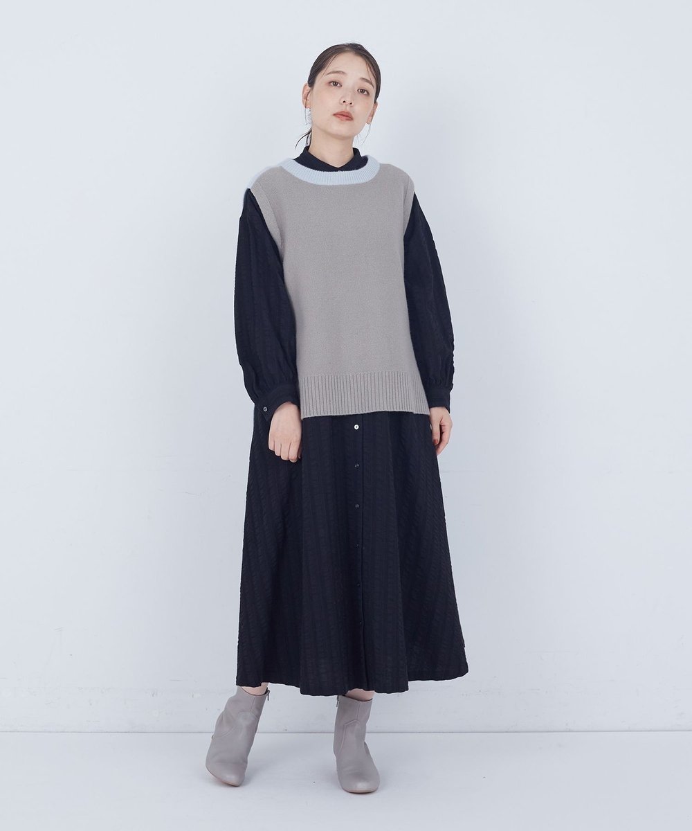 ADIEU TRISTESSE 【2way】AQUAウールカシミヤベスト サックスブルー