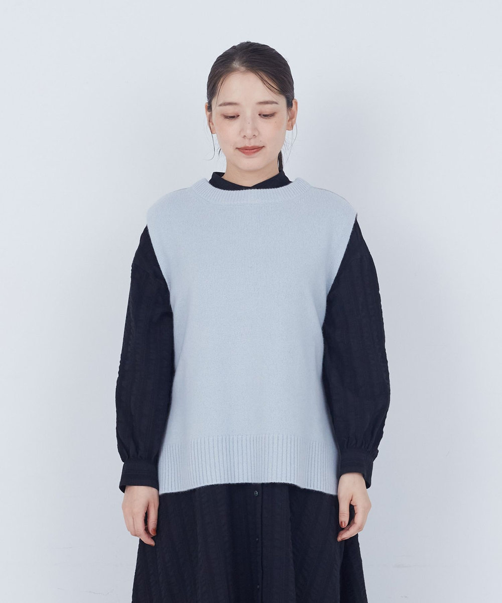 ADIEU TRISTESSE 【2way】AQUAウールカシミヤベスト サックスブルー