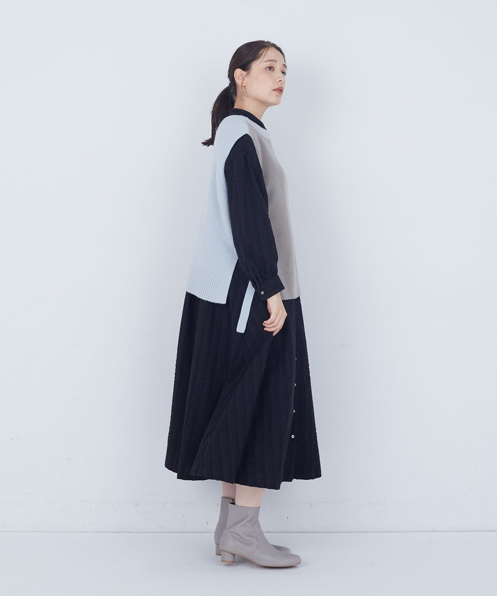 ADIEU TRISTESSE 【2way】AQUAウールカシミヤベスト サックスブルー