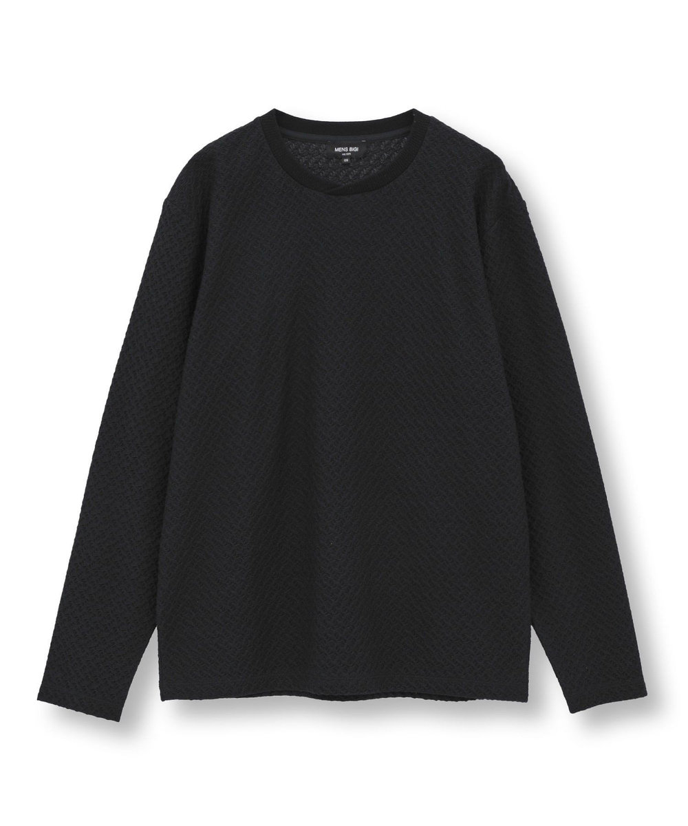 MEN'S BIGI シャーリングジャカードロングスリーブTシャツ ブラック