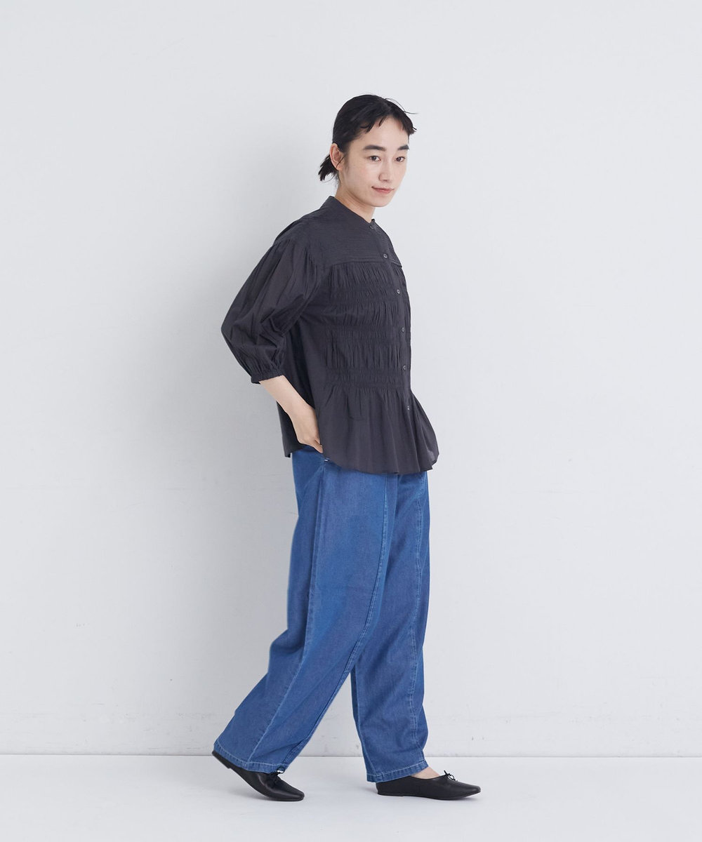 congés payés ADIEU TRISTESSE 【FAVE】インドコットンシャーリングブラウス チャコールグレー