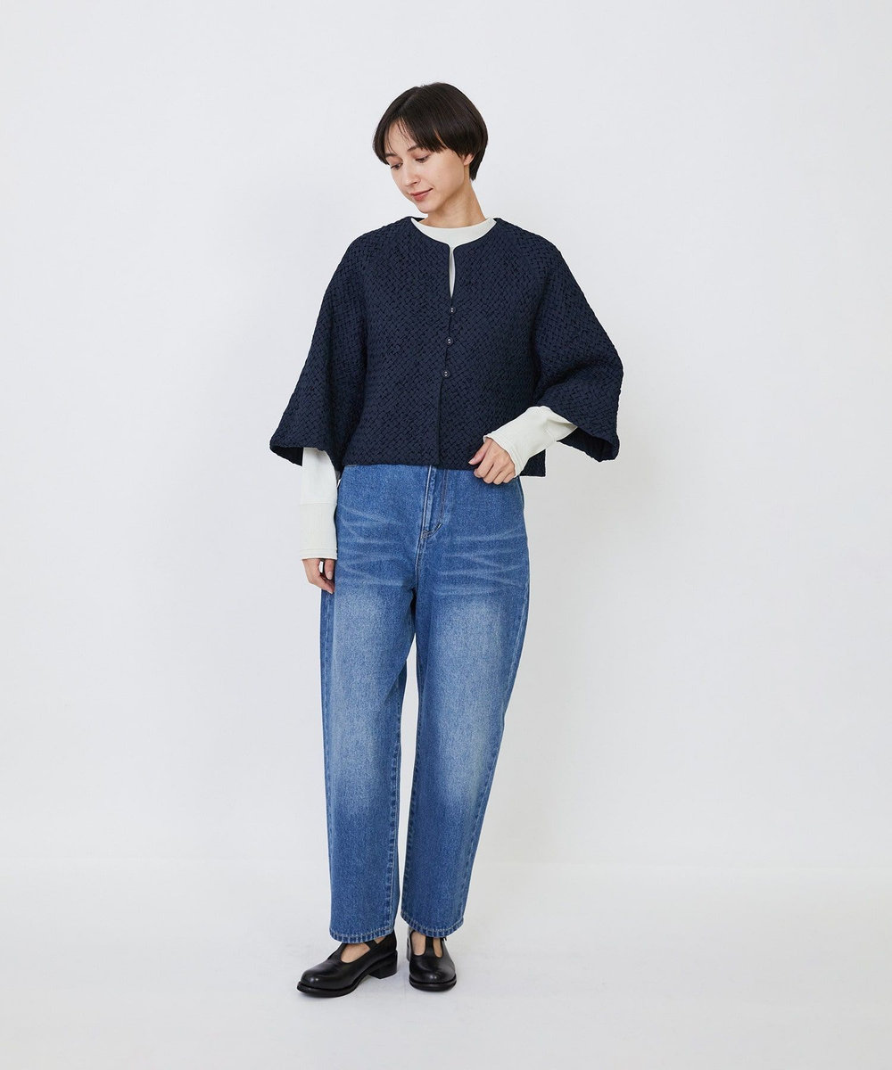 LOISIR インドコットンポプリンハンドスモッキングブラウスジャケット ブラック