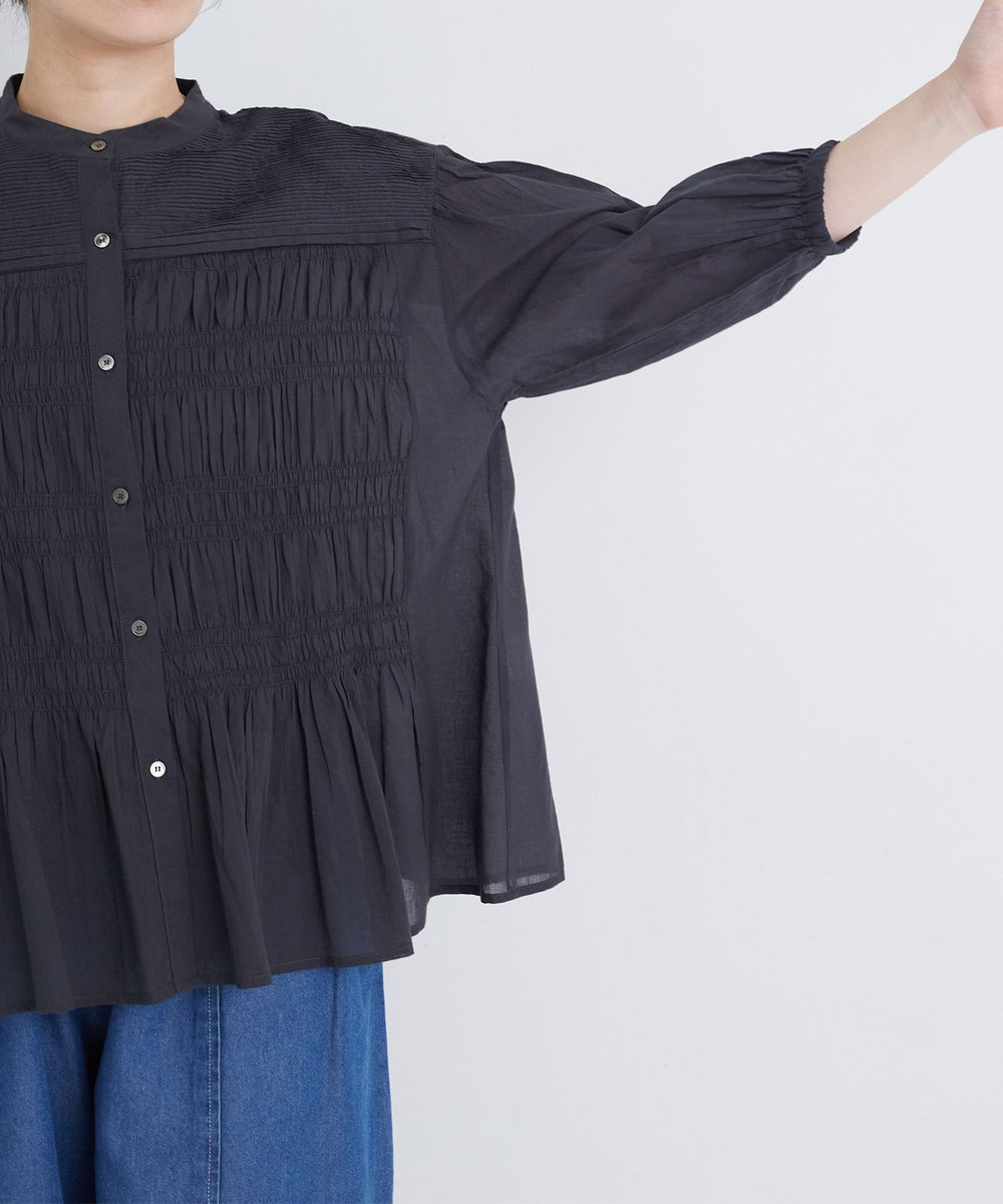 congés payés ADIEU TRISTESSE 【FAVE】インドコットンシャーリングブラウス チャコールグレー