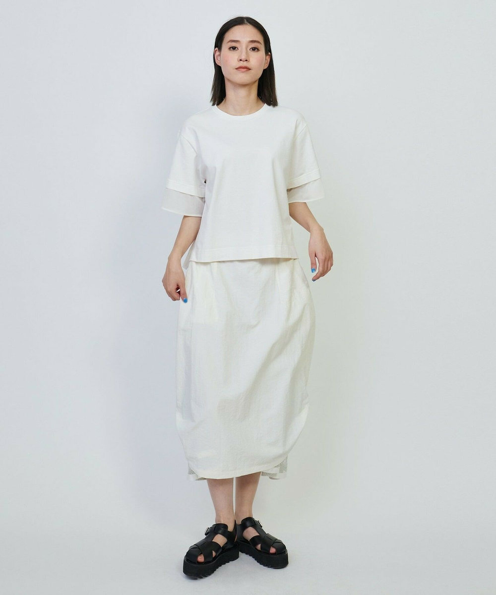 L'EQUIPE GREEN ライトシェルタフタ＆リサイクルメッシュスカート アイボリー