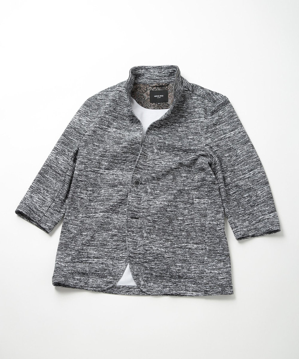 MEN'S BIGI 接触冷感スタンドカラー7分ジャケット ブラック