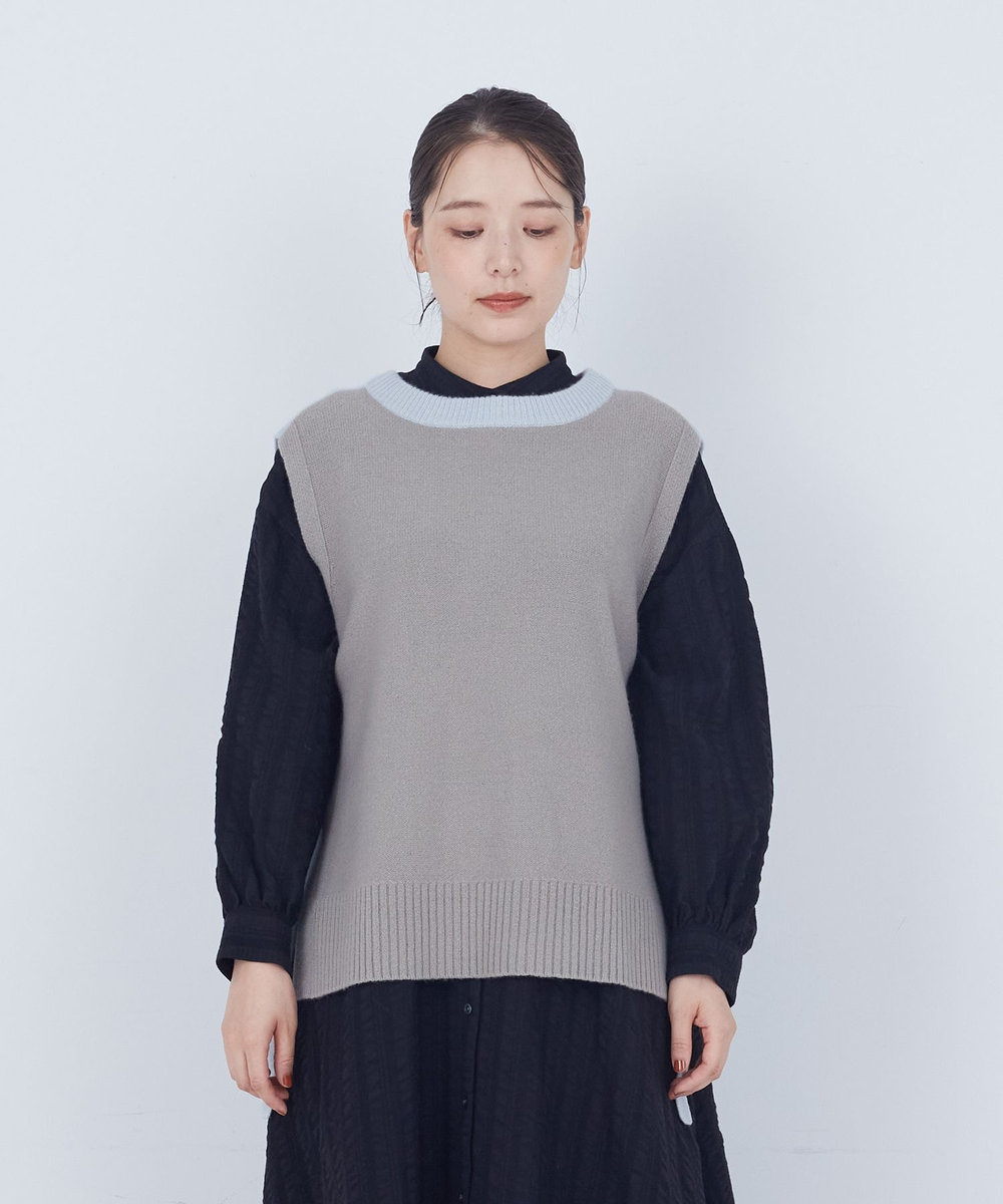 ADIEU TRISTESSE 【2way】AQUAウールカシミヤベスト サックスブルー