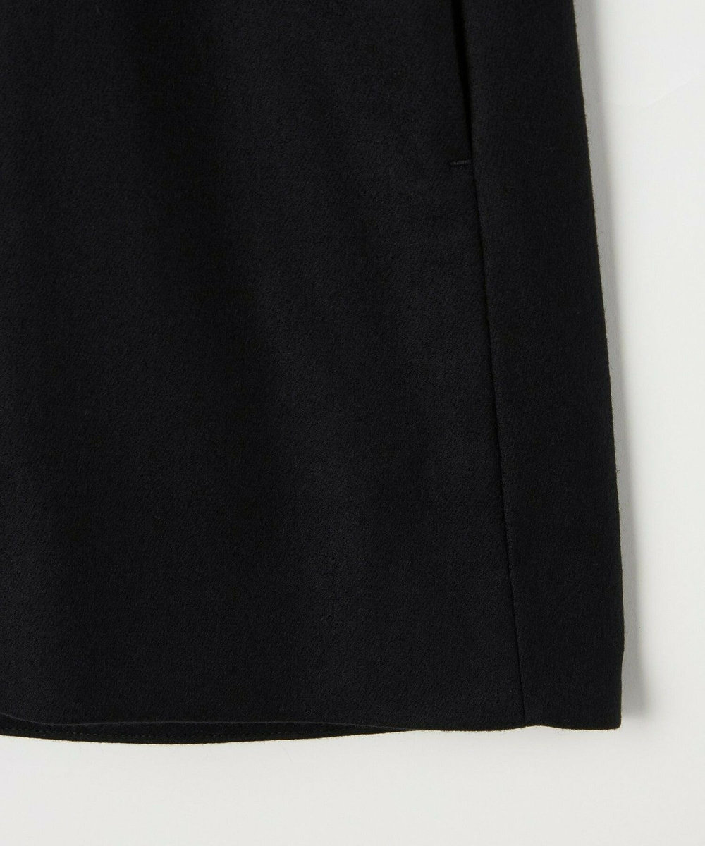 L'EQUIPE カシミヤ混ストレッチフラノステンカラーコート ブラック