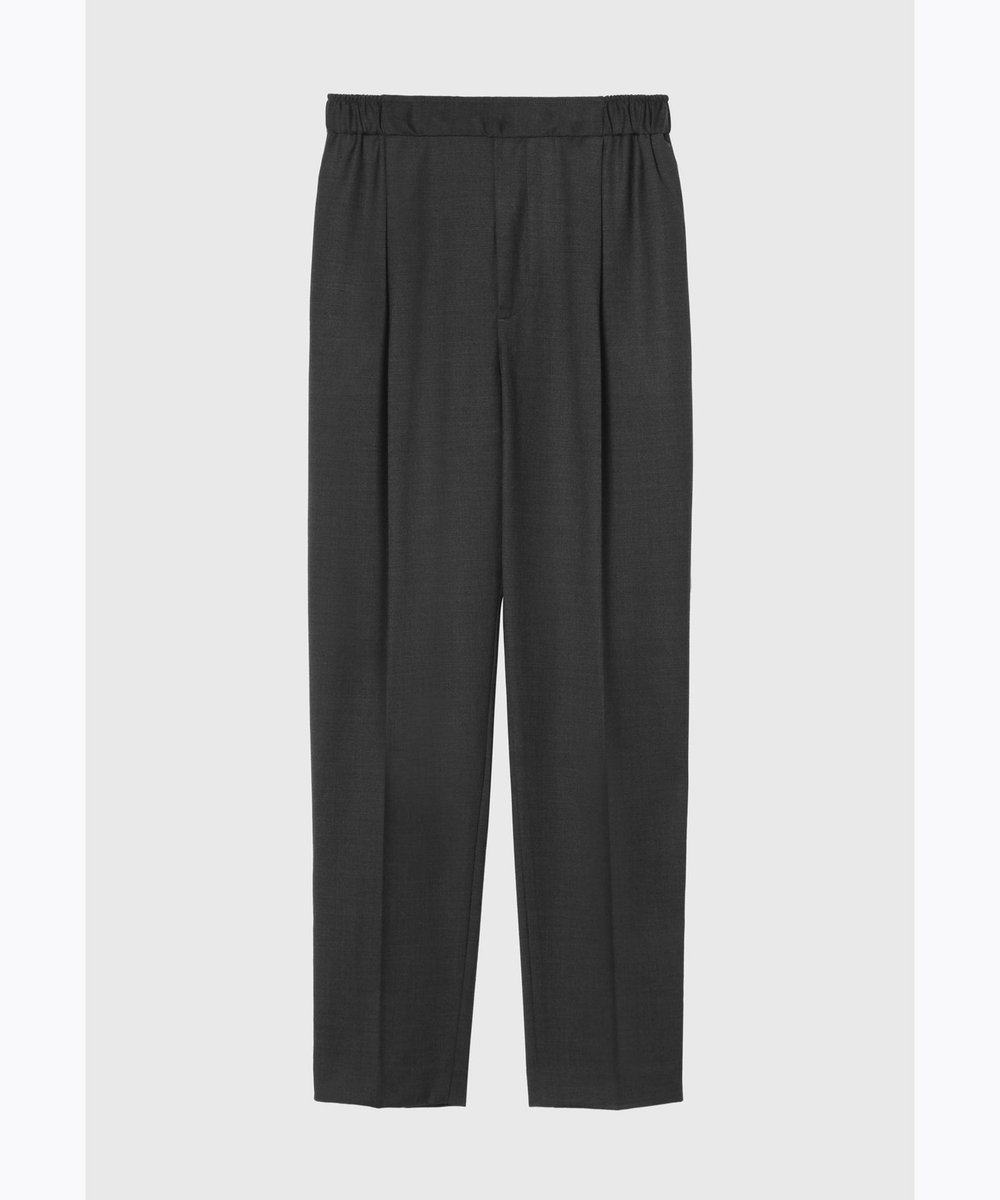 DÉPAREILLÉ SILK WOOL TWILL GATHER PANTS / シルクウールツイルギャザーパンツ チャコールグレー