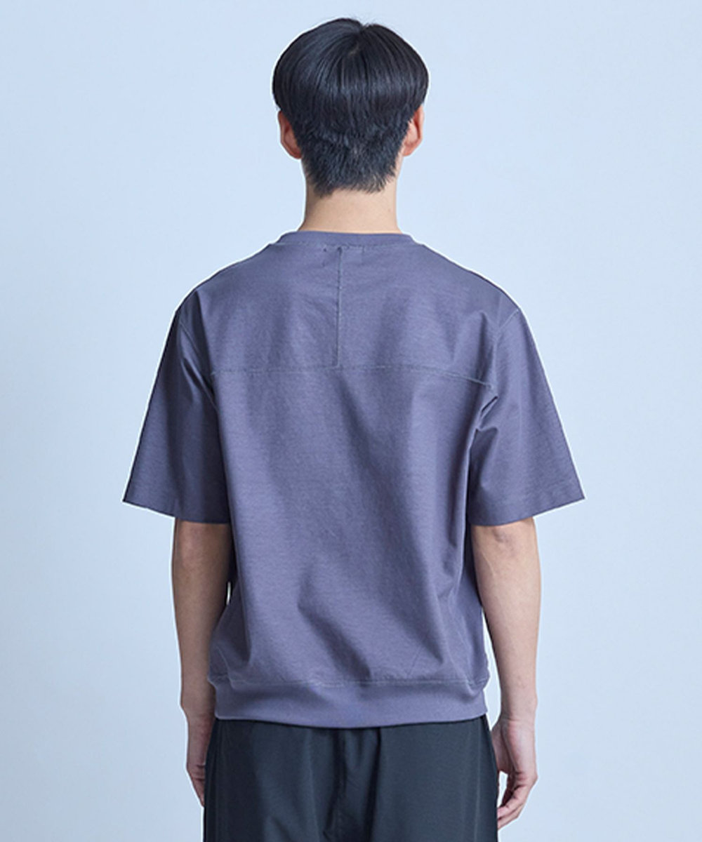 UNION STATION シルケットポンチリブコンビTシャツ＜ストレッチ・マシンウォッシャブル・接触冷感＞ チャコールグレー