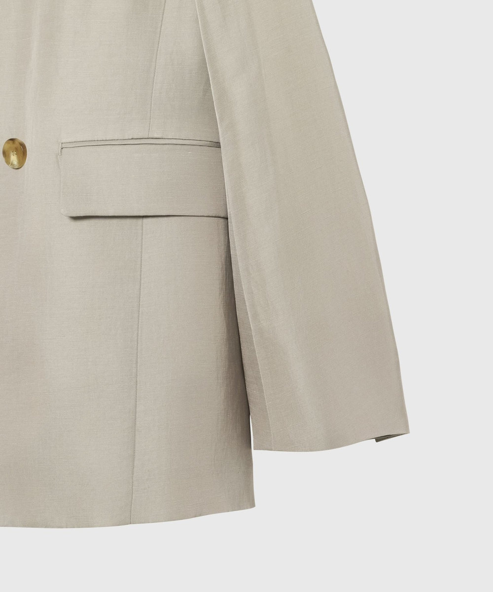 DÉPAREILLÉ TRIACETATE LINEN NO COLLAR JACKET / トリアセテートリネンノーカラージャケット ベージュ