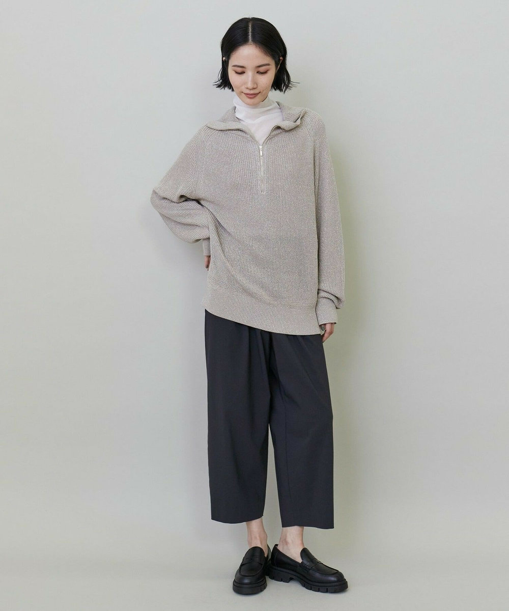 L'EQUIPE ビスコースストレッチカーブパンツ チャコールグレー