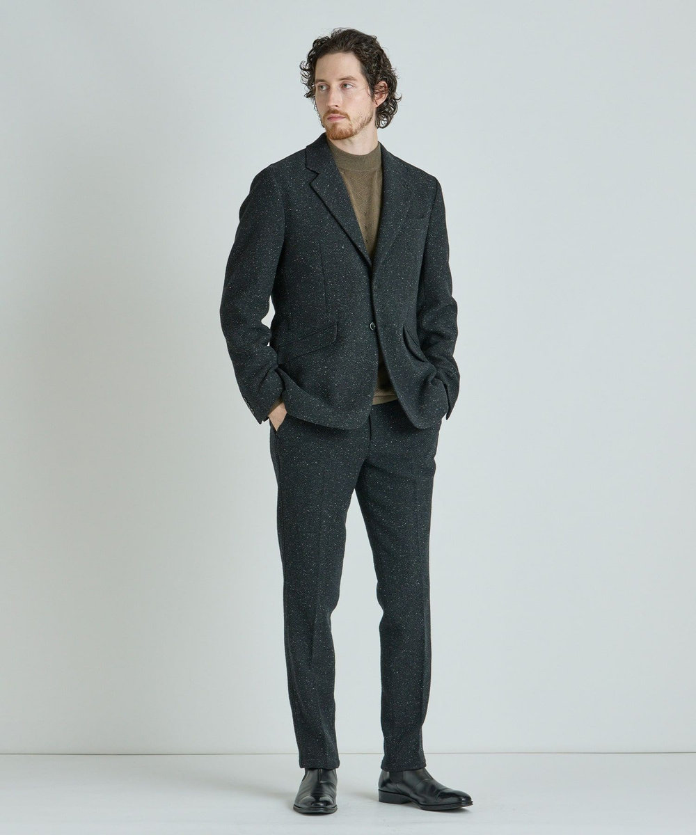 MEN'S BIGI シルクネップウール絡みイージーパンツ ブラック