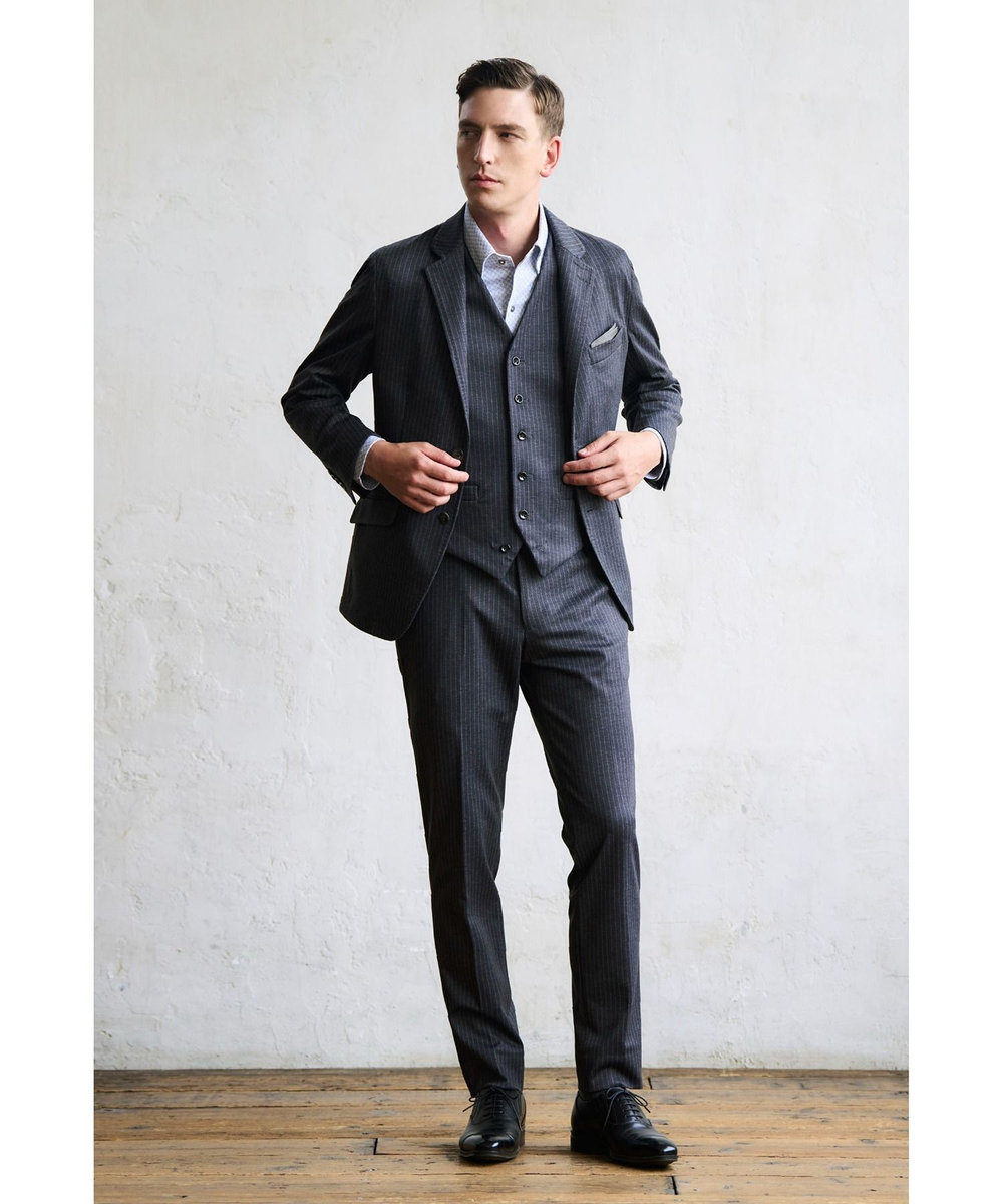 MEN'S BIGI 【ACTIVE TAILOR】プリントジャージドレスシャツ ネイビー