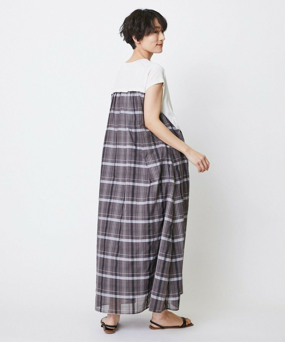 feerique feerique ニット×シアーチェックドッキングワンピース ブラウン