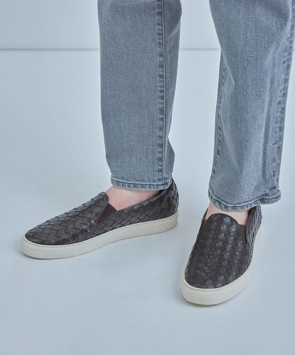 MEN'S BIGI イントレチャートレザースニーカー ダークブラウン