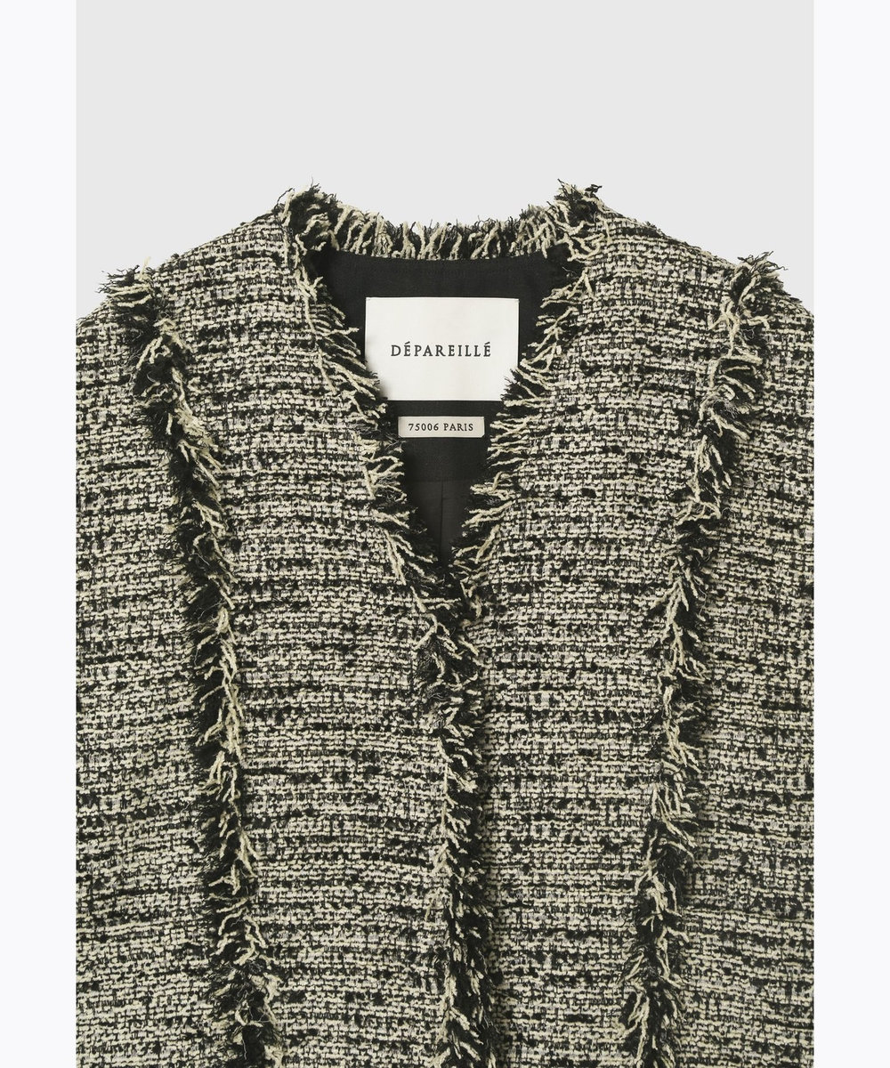 DÉPAREILLÉ FANCY TWEED V NECK GILET / ファンシーツィードVネックジレ ブラック