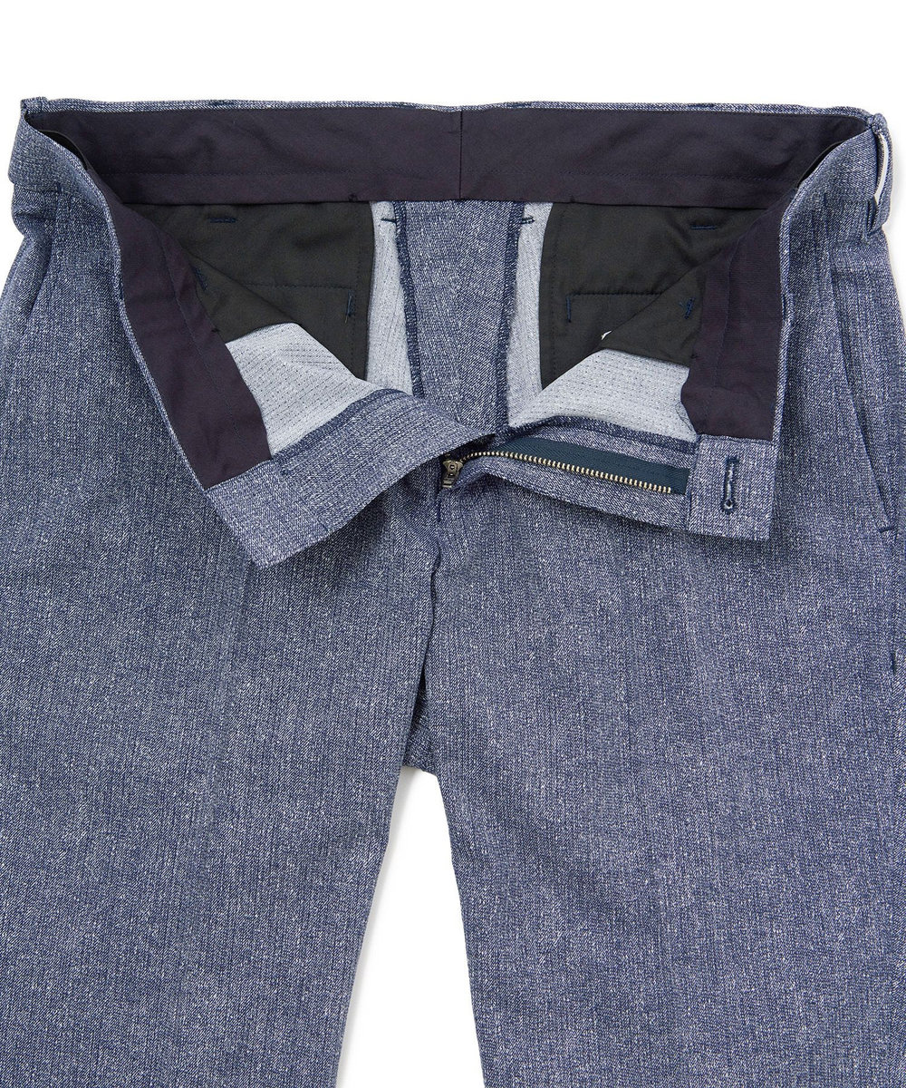 MEN'S BIGI 【ACTIVE TAILOR】Dot Air ヘリンボーン×千鳥格子/デニム柄 セットアップパンツ＜通気性/吸水速乾/ストレッチ＞ ブルー