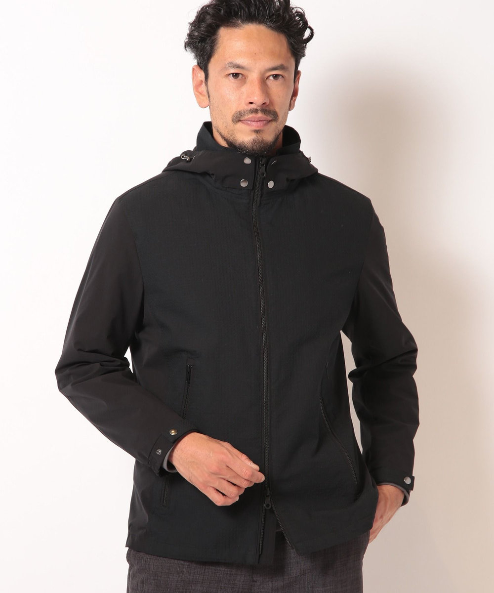MEN'S BIGI シャドーチェックドビーコンビブルゾン ブラック
