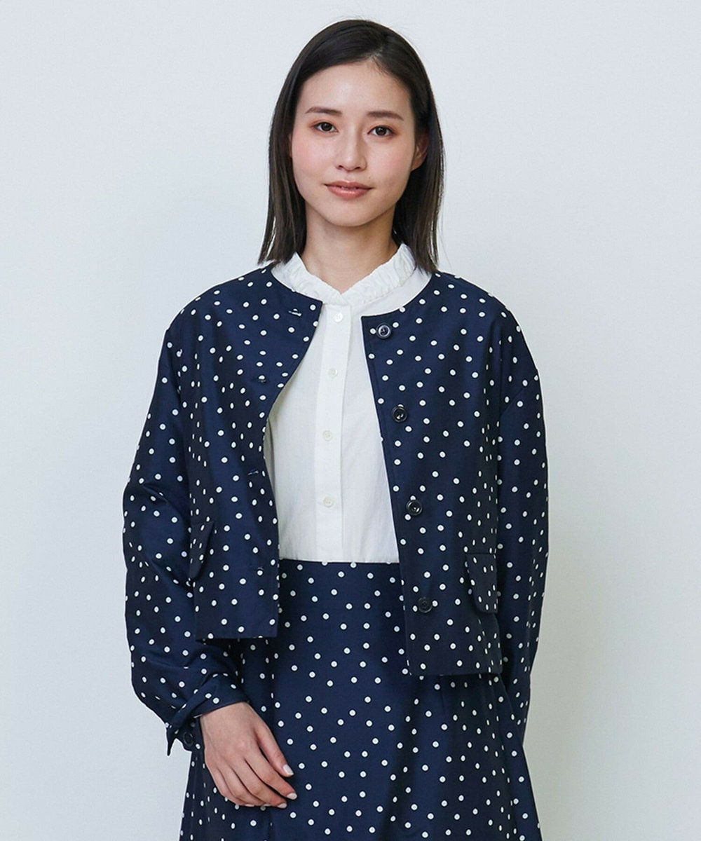 L'EQUIPE ドットジャガードブルゾン ネイビー