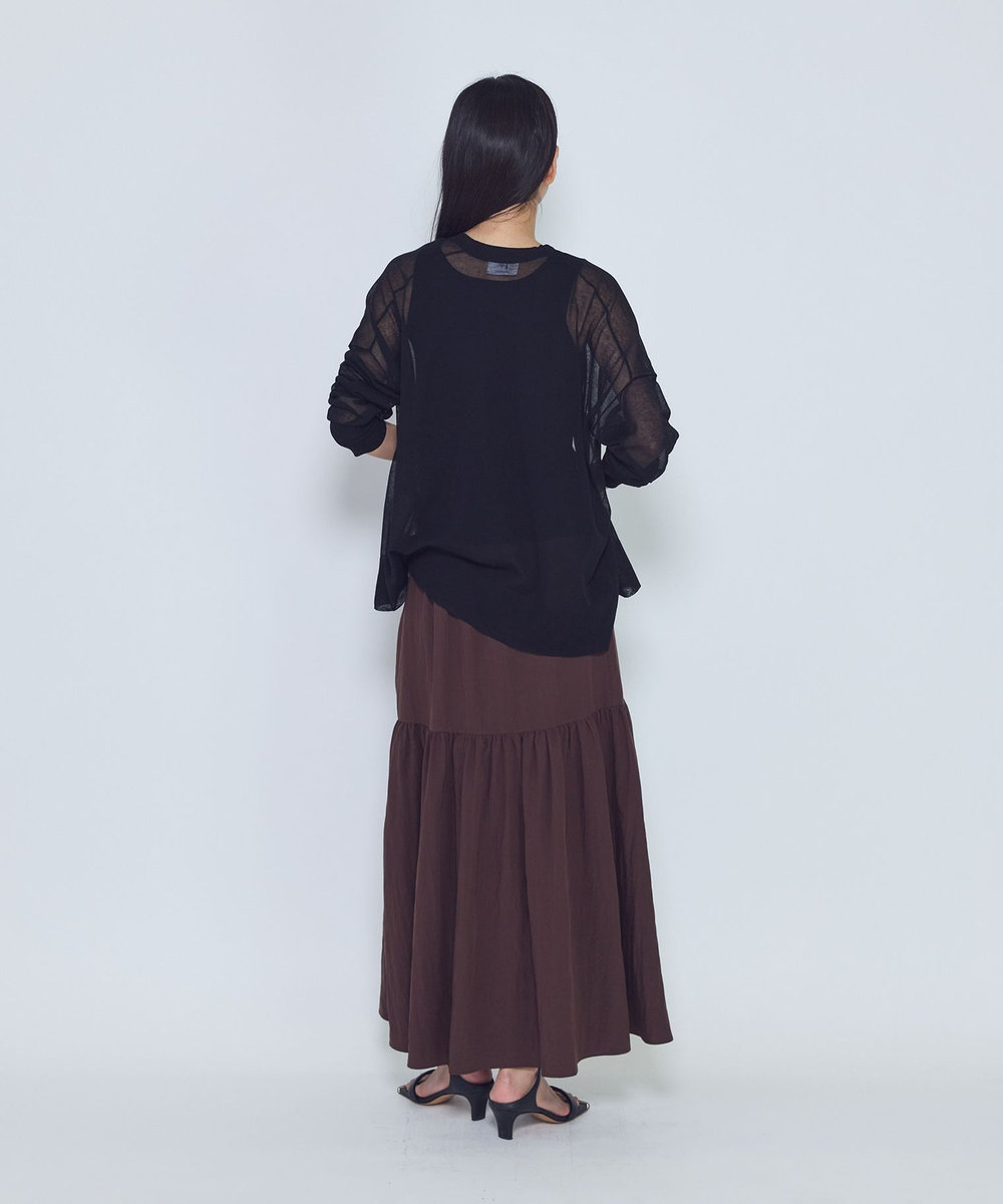 1er Arrondissement フィブリルポプリンティアードスカート ブラウン