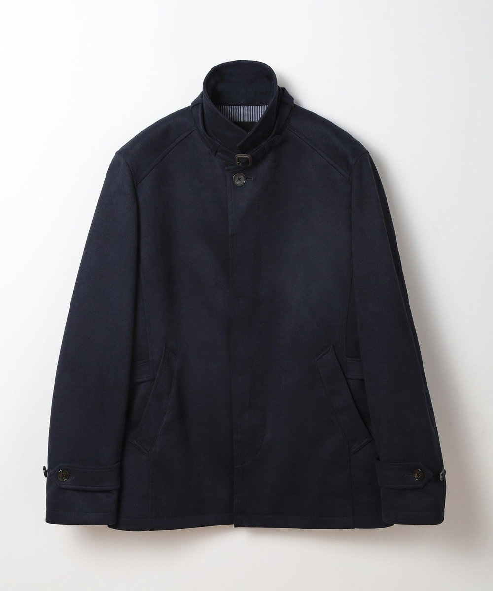 MEN'S BIGI フェイクスエード立ち襟ダンボールニットブルゾン ネイビー