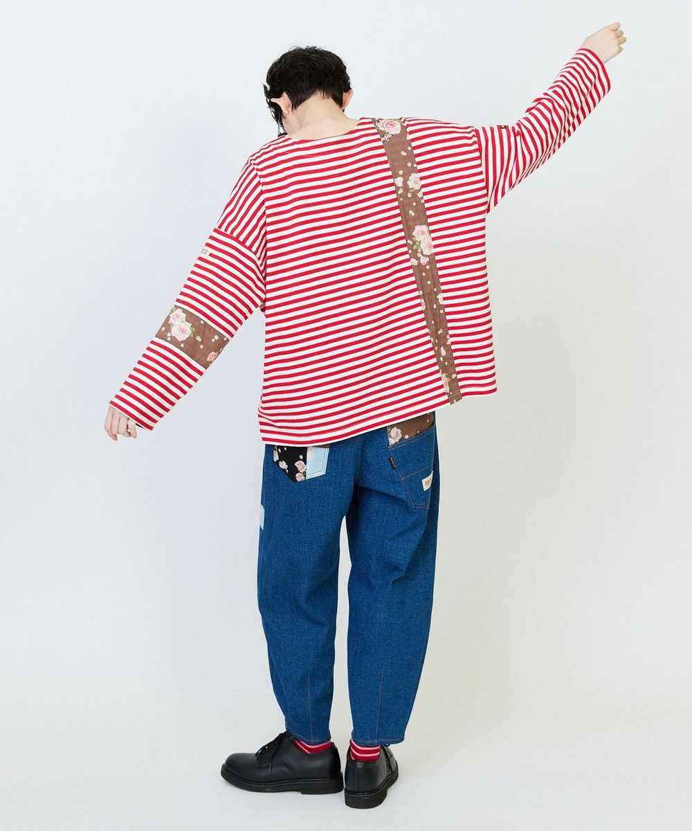FRAPBOIS バスクボーダーロングTシャツ レッド