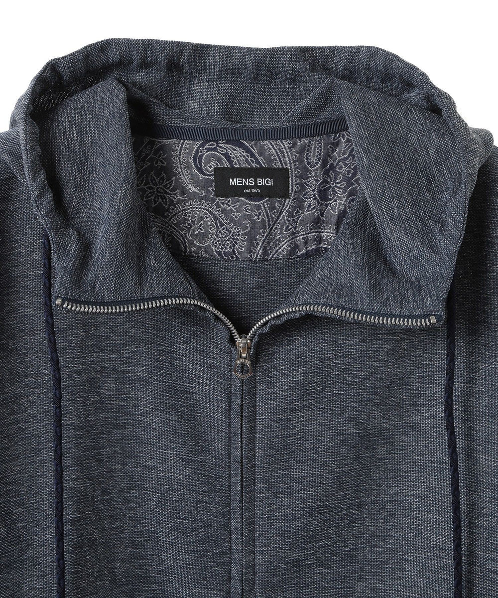 MEN'S BIGI カラミストレッチフードパーカー ネイビー